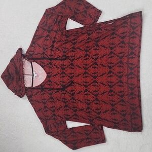LulaRoe Red & Black Skull Design Lightweight Hoodie